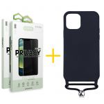 Accetel Conjunto Accetel 2x Película de Vidro Anti-spy + Capa para iPhone 13 Pro Gel Rope Black - 8434009698531