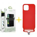 Accetel Conjunto Accetel 1x Película de Vidro Anti-spy + Capa para iPhone 13 Pro Gel Rope Red - 8434009698524