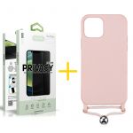 Accetel Conjunto Accetel 1x Película de Vidro Anti-spy + Capa para iPhone 13 Pro Gel Rope Pink Pastel - 8434009698517