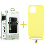 Accetel Conjunto Accetel 1x Película de Vidro Anti-spy + Capa para iPhone 13 Pro Gel Rope Yellow - 8434009698494