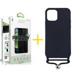 Accetel Conjunto Accetel 1x Película de Vidro Anti-spy + Capa para iPhone 13 Pro Gel Rope Black - 8434009698487
