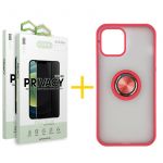 Accetel Conjunto Accetel 2x Película de Vidro Anti-spy + Capa para iPhone 13 Pro Gel Bumper Ring Red - 8434009698470