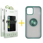 Accetel Conjunto Accetel 2x Película de Vidro Anti-spy + Capa para iPhone 13 Pro Gel Bumper Ring Green - 8434009698463