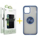 Accetel Conjunto Accetel 2x Película de Vidro Anti-spy + Capa para iPhone 13 Pro Gel Bumper Ring Blue - 8434009698456