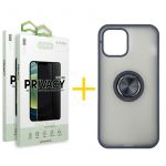 Accetel Conjunto Accetel 2x Película de Vidro Anti-spy + Capa para iPhone 13 Pro Gel Bumper Ring Black - 8434009698449