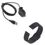 Kit Pulseira Bracelete Milanese Loop Fecho Magnético + Carregador Usb Charger - Huawei Watch 2 - Preto
