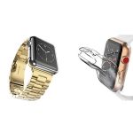 Kit Pulseira Bracelete Aço Stainless Lux + Ferramenta + Capa 360° Impact Protection Apple Watch Series 5 - 44mm - Ouro