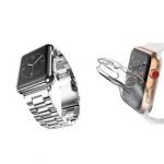 Kit Pulseira Bracelete Aço Stainless Lux + Ferramenta + Capa 360° Impact Protection Apple Watch Series 5 - 40mm - Cinza