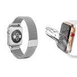 Kit Pulseira Bracelete Milanese Loop Fecho Magnético + Capa 360° Impact Protection Apple Watch Series 4 - 44mm - Cinza
