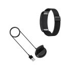 Kit Pulseira Bracelete Milanese Loop Fecho Magnético + Carregador Usb Charger - Samsung Gear Fit 2 Pro - Preto
