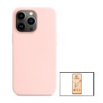 Kit Vidro Temperado CeramicGlass Full Cover + Capa Silicone Líquido para iPhone 13 Pro Pink