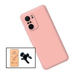 Kit Vidro Temperado CeramicGlass Full Cover + Capa Silicone Líquido + Suporte Magnético de Carro Reforçado para Xiaomi Redmi Note 10 Pro Pink