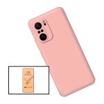 Kit Vidro Temperado CeramicGlass Full Cover + Capa Silicone Líquido para Xiaomi Redmi Note 10 Pro Pink