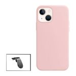 Kit Suporte Magnético L Safe Driving Carro + Capa Silicone Líquido para iPhone 13 Mini Pink