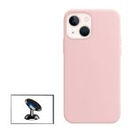 Kit Suporte Magnético de Carro + Capa Silicone Líquido para iPhone 13 mini Pink