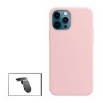 Kit Suporte Magnético L Safe Driving Carro + Capa Silicone Líquido para iPhone 13 Pink
