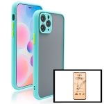 Kit Capa Traseira Proteção Camara + Vidro Temperado Ceramica Full Cover para iPhone 13 Pro - Azul Claro - 7427285654569
