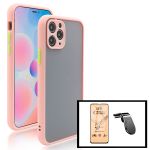 Kit Capa Traseira Proteção Camara + Vidro Temperado Ceramica Full Cover + Suporte de Carro Magnético L para iPhone 13 Pro Pink - 7427285654545
