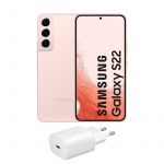 Pack Samsung Galaxy S22 5G 6.1'' Dual SIM 8GB/128GB Pink + Carregador 25W