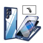 Kit Capa 360° Proteção Frente e Verso + Suporte Magnético L para Samsung Galaxy S22 Ultra 5G Blue - 7427285673515