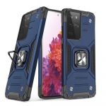 Wozinsky Ring Armor Tough Hybrid Case Cover + Magnetic Holder for Samsung Galaxy S22 Ultra Blue