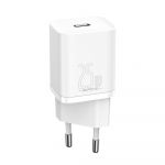 Baseus Super Si 1C Fast Wall Carregador usb Type C 25W Power Delivery Quick Charge White (CCSP020102)