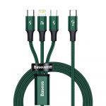 Baseus Rapid 3in1 usb Typ C usb Typ C / Lightning / Micro usb Cable 20 W 1,5 M Green (CAMLT-SC06)