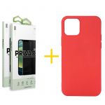skyhe Conjunto 2 x Película de Vidro Anti-Spy + Capa skyhe para iPhone 13 Pro Max Silicone Líquido Vermelho, Película 2.5D, com Acabamento Mate, Pelicula Cobertura Anti-Espionagem Máxima Privacidade, Espessura de 0.33mm, Retira Visibilidade Lateral, Cola