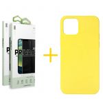 skyhe Conjunto 2 x Película de Vidro Anti-Spy + Capa skyhe para iPhone 13 Pro Max Silicone Líquido Amarelo, Película 2.5D, com Acabamento Mate, Pelicula Cobertura Anti-Espionagem Máxima Privacidade, Espessura de 0.33mm, Retira Visibilidade Lateral, Cola