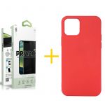 skyhe Conjunto 1 x Película de Vidro Anti-Spy + Capa skyhe para iPhone 13 Pro Max Silicone Líquido Vermelho, Película 2.5D, com Acabamento Mate, Pelicula Cobertura Anti-Espionagem Máxima Privacidade, Espessura de 0.33mm, Retira Visibilidade Lateral, Cola