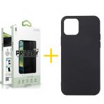 skyhe Conjunto 1 x Película de Vidro Anti-Spy + Capa skyhe para iPhone 13 Pro Max Silicone Líquido Preto, Película 2.5D, com Acabamento Mate, Pelicula Cobertura Anti-Espionagem Máxima Privacidade, Espessura de 0.33mm, Retira Visibilidade Lateral, Cola In
