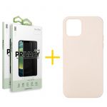 skyhe Conjunto 2 x Película de Vidro Anti-Spy + Capa skyhe para iPhone 13 Pro Silicone Líquido Rosa-Creme, Película 2.5D, com Acabamento Mate, Pelicula Cobertura Anti-Espionagem Máxima Privacidade, Espessura de 0.33mm, Retira Visibilidade Lateral, Cola I