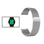 Kit Bracelete Milanese Com Fecho Magnético + Película de Vidro Temperado GorilasGlass 3D para Xiaomi Watch S1 - Cinza / Transparente - 7427285728031
