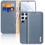 Hivo Leather Flip Cover Genuine Leather Wallet para Cards And Documents Samsung Galaxy S22 Ultra Blue