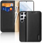 Hivo Leather Flip Cover Genuine Leather Wallet para Cards And Documents Samsung Galaxy S22 Ultra Black