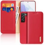 Hivo Leather Flip Cover Genuine Leather Wallet para Cards And Documents Samsung Galaxy S22 + (S22 Plus) Red