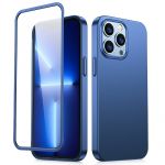 360 Full Case Front And Back Cover para iphone 13 Pro + Tempered Glass Screen Protector Blue (Jr-Bp935 Blue)