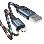 Joyroom Durable Cable usb Cable Lightning With Sound-responsive led Backlight 2.4A 1.2M Gray (S-1230N16)