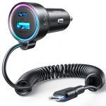 Joyroom Fast Carregador Isqueiro 3 In 1 With usb Type C Cable 1.5M 55W Black (Jr-Cl07)