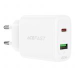 Acefast Wall Carregador usb Type C / usb 20W, Pps, Pd, Qc 3.0, Afc, Fcp White (A25 White)