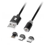 Rebel Cabo USB Magnético Fast Charge 3 em1 Lightning + USB-C + micro-USB 1m - LEC-19130