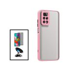 Kit Capa Anti Choque Camera Protection + Película 5D Anti-Spy + Suporte Magnético de Carro para Xiaomi Redmi Note 11 Pro 5G Pink