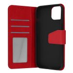 Avizar Capa Fólio para iPhone 13 Mini em Couro Premium Função de Suporte Vermelho - Folio-prem-rd-13mi