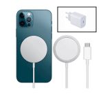 Kit Base Carregador Type C Fastcharge 20W + Magnetic Wireless Fast Charger para iPhone 13 Pro Max - Branco