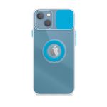 Capa De Gel Com Tampa Da Câmera Deslizante E Anel Para Iphone 13 - Azul