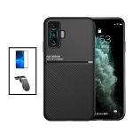 Kit Capa Magnetic Lux + 5D Full Cover + Suporte Magnético L Safe Driving para Xiaomi Redmi K50 Gaming - Black