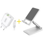 Accetel Pack Office | Suporte Accetel SP127W + Cabo Type C + Carregador para Samsung Galaxy S21 FE 5G Accetel AC527 1 X USB + 1 X Type-C | 12W | 2.4A Branco - 8434009834410