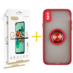 Accetel Pack 2 x Película de Vidro Temperado 2.5D + Capa Accetel iPhone XS Max Gel Bumper Ring Vermelho - 8434009878407