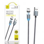 Mimacro Cabo USB Micro-USB SJX 181 para Samsung Galaxy A12 4G Magnético Rotação 360º 1M 2A Cinzento - 8434009999676