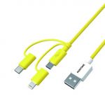 Celly Cabo 3 em 1 Pantone Micro USB para Ligghtning e type-C - Amarelo - A44121409